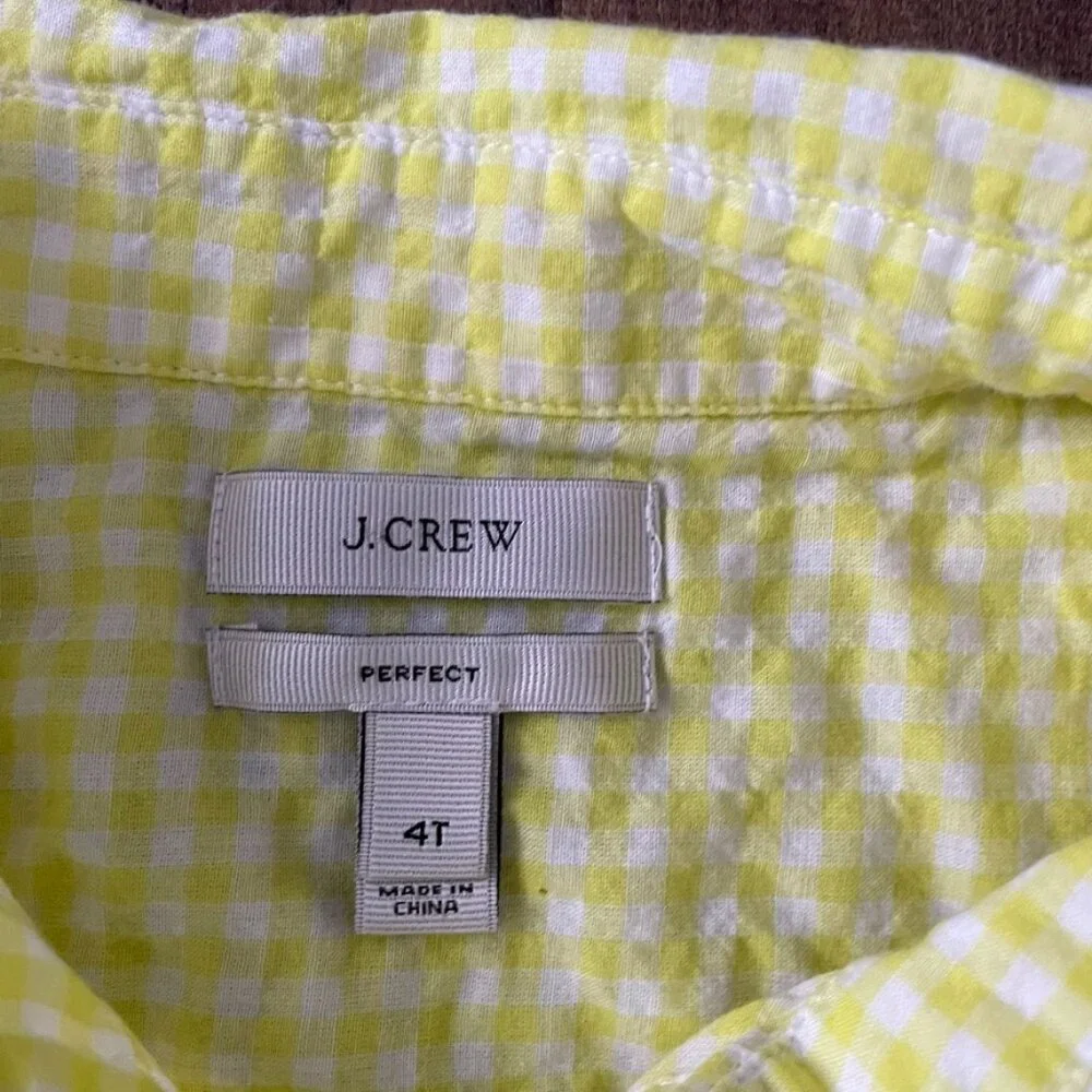 J.Crew 4T Yellow Gingham Button‎ Front Shirt Lightweight Cotton Top